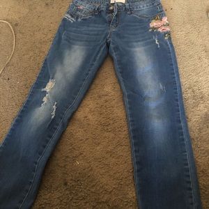 Flower print jeans